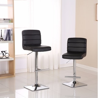 Thick Soft Padded Adjustable Height Chairs Pack of 2 US Office Elements Barstool with Footrest and Back Comfortable Vegan Leather Sold in a Make Your Kitchen and Bars Trendy Counter Height.