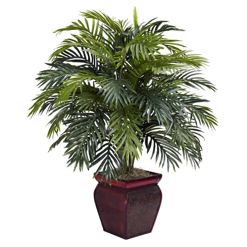 Decorative Silk Plant Planter - 32" Tall Faux Fronds Vase - Home Office Decor - 3.17ft.