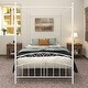 preview thumbnail 1 of 4, Full Size Metal Canopy Bed Frame with Ornate European Style Headboard & Footboard - Sturdy Steel Platform, Under-Bed Storage