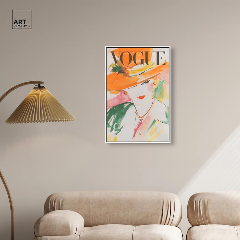 Woman in Hat Cover Canvas by Art Remedy