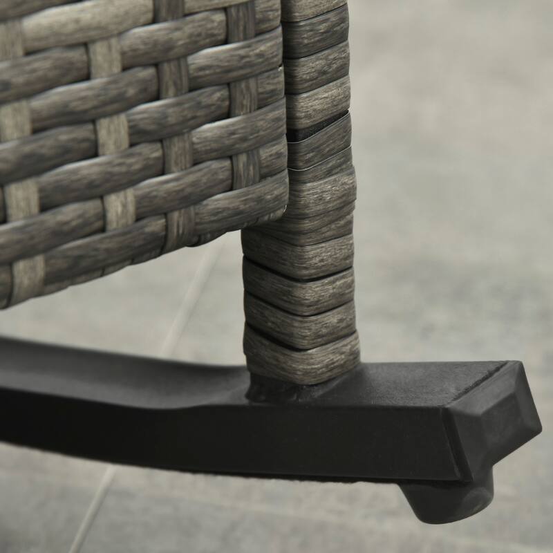 Outsunny Outdoor Wicker Rattan Recliner Rocking Cushioned Chair with Footrest & 135 Degrees of Comfort