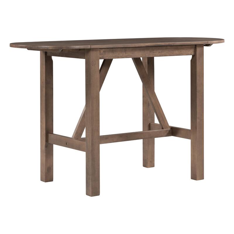 3-Piece Wood Counter Height Drop Leaf Dining Table Set with 2 Upholstered Dining Chairs, Kitchen Island Side Table