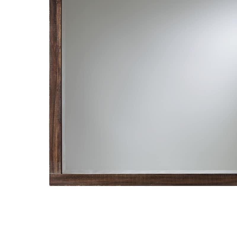 42 Inch Cas Sengon Tekik Wood Dresser Mirror, Rough Hewn, Brown