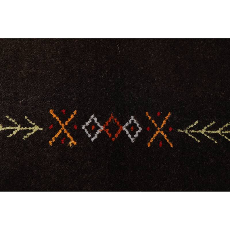 ECARPETGALLERY Hand Loomed Kashkuli Gabbeh Black Wool Rug - 5'0 x 6'11