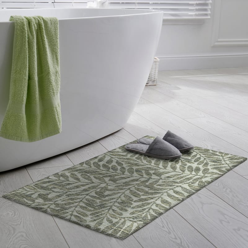 Indoor/ Outdoor Addison Yuma Foliage Motif Washable Area Rug - 1'8" x 2'6" - Green