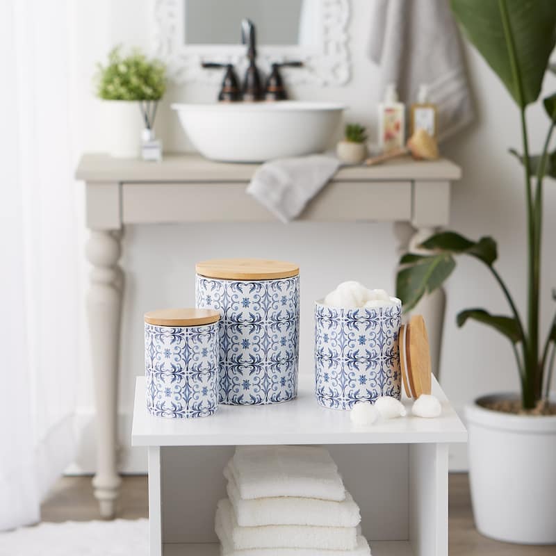 Portuguese Tile Ceramic Canister (Set of 3)