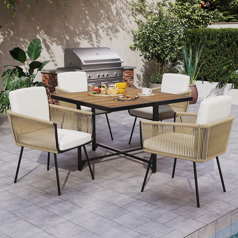 Costway 5 Pieces Patio Dining Set Outdoor Rectangular Table and Chairs - See Details