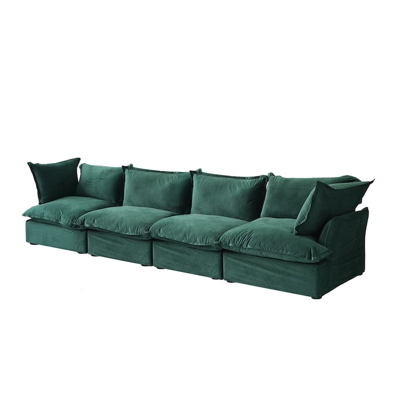 Modular Sectional Sofa Couch, 162.98" Velvet 4 Seater Sofa, Sofa Couch for Living Room Apartment