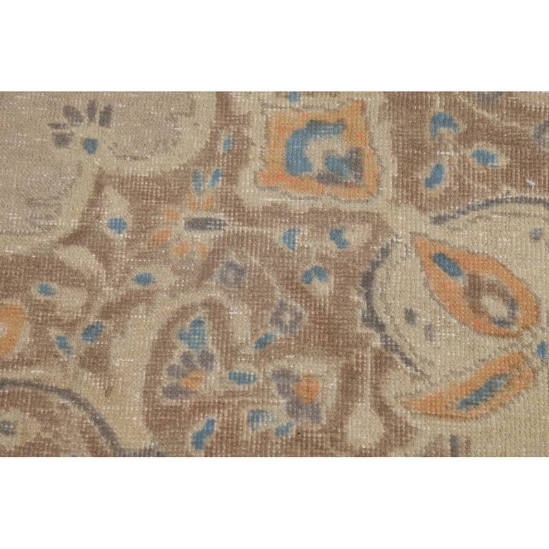 Brown Medallion Tabriz Persian Area Rug Handmade Floral Wool Carpet - 9'7"x 12'3"