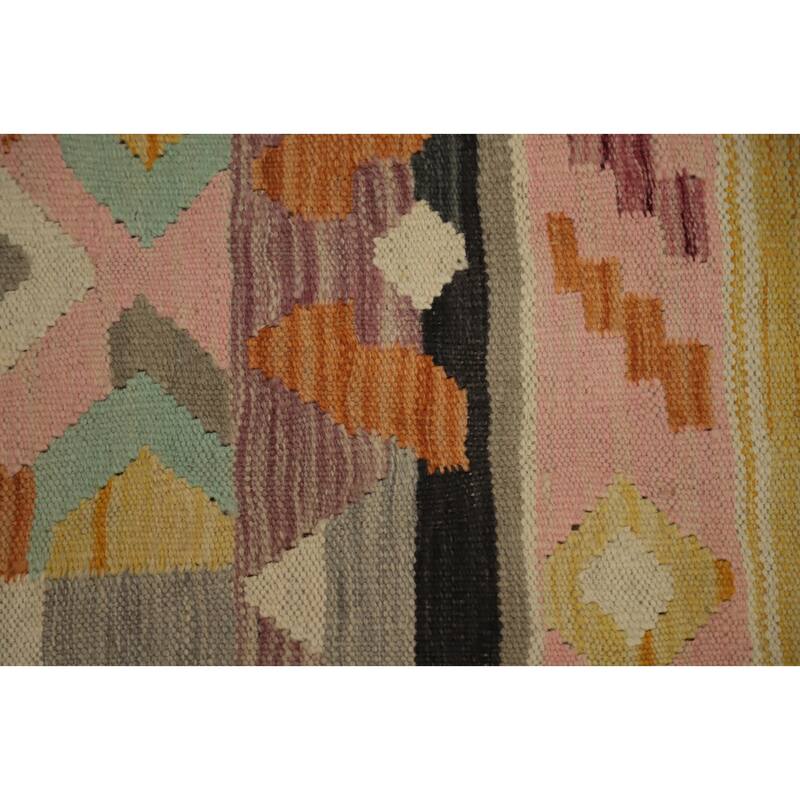 Hand Woven Oriental 100% Wool Carpet Southwestern Tribal Multi-Colored Kilim Area Rug - 5' 1'' X 3' 3''