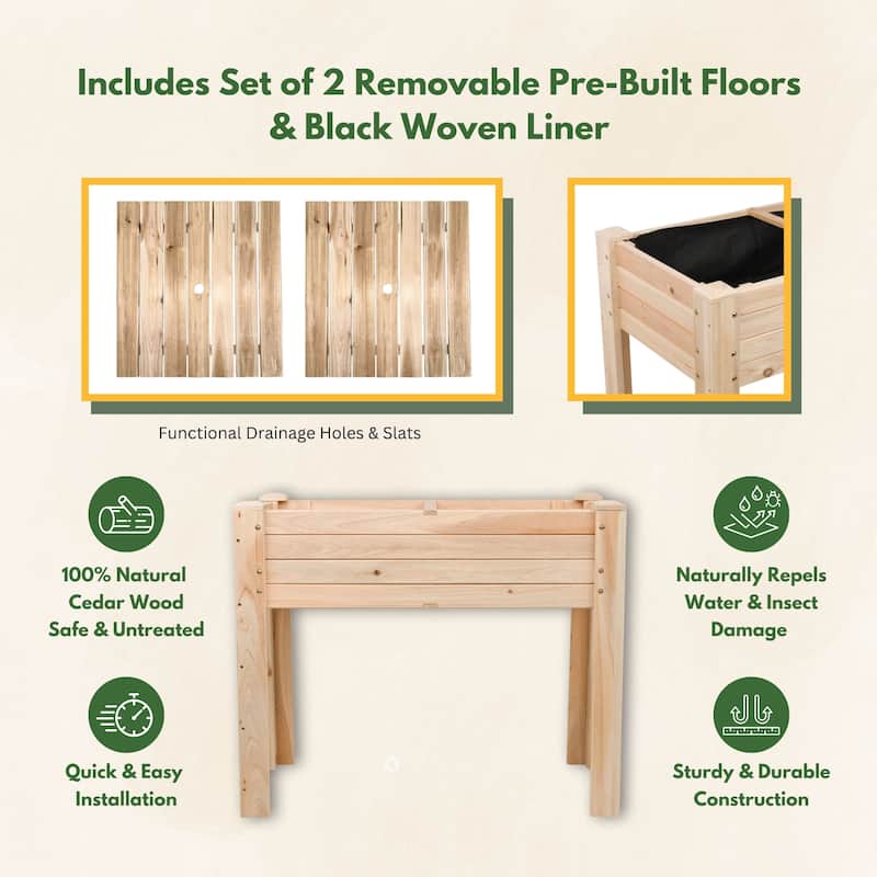 BloomBox Wooden Raised Vegtable Garden Bed Elevated Planter Box (2 Sizes)