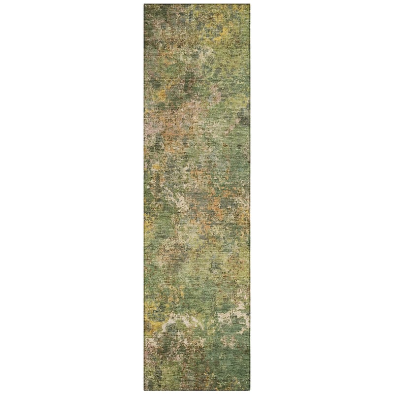 Machine Washable Indoor/Outdoor Abstract Watercolor Chantille Rug