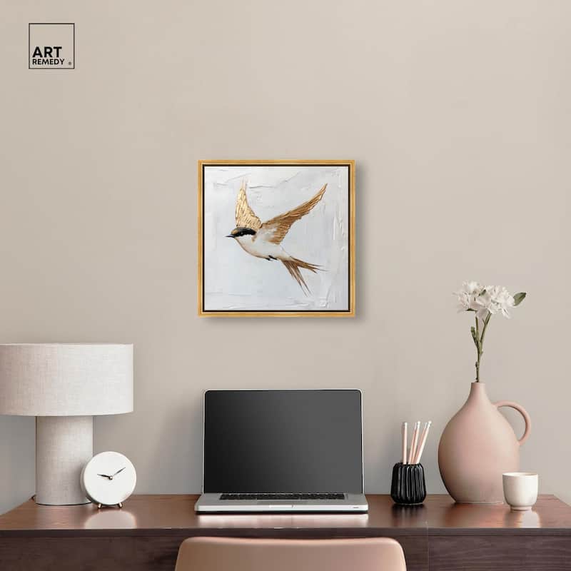 Simple Golden Swallow Canvas by Art Remedy