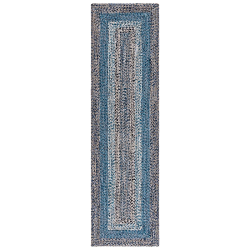 SAFAVIEH Handmade Braided Ecenur Indoor/Outdoor Machine Washable Rug - 2'3" x 8' Runner - Navy/Blue