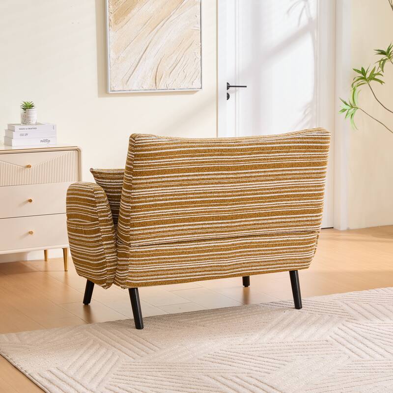 Modern Style 2-seater Sofa with Ultra-Comfortable Armrests, Armrest Pillows, and Storage Pockets, Deep-Seated Sofa