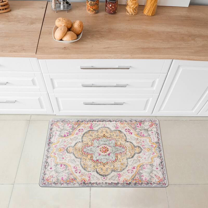World Rug Gallery Distressed Bohemian Vintage Anti-fatigue Standing Mat
