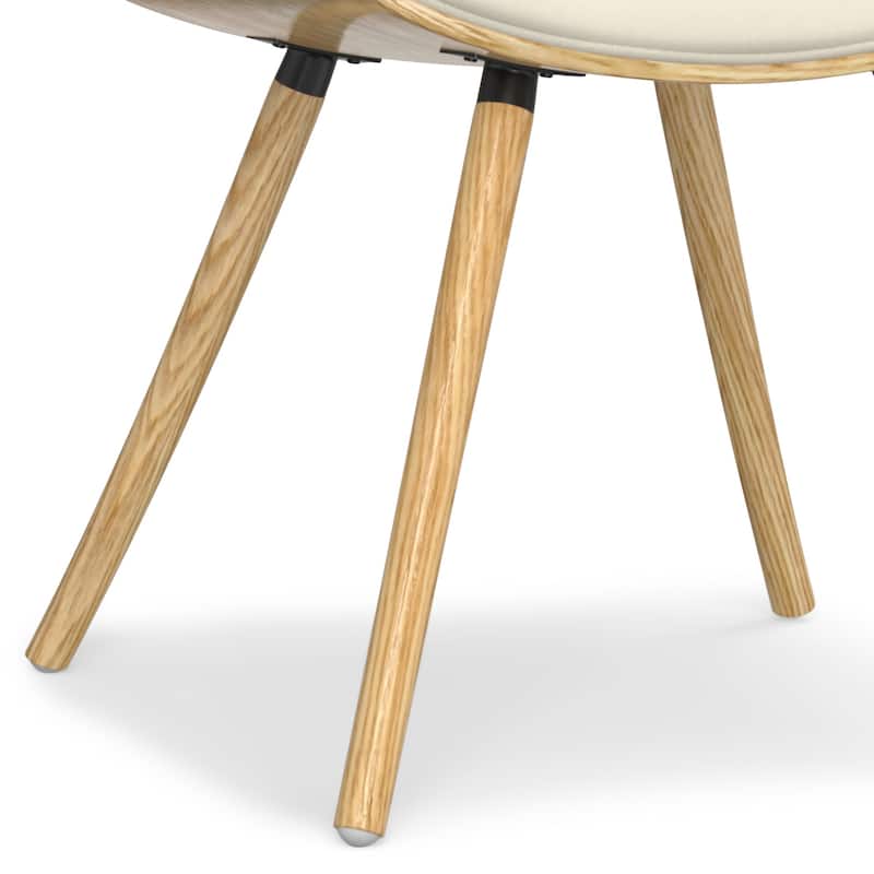 WYNDENHALL Malone Mid Century Modern Bentwood Dining Chair with Light Wood in Polyester linen - 22.8" D x 20.9" W x 30.9"H