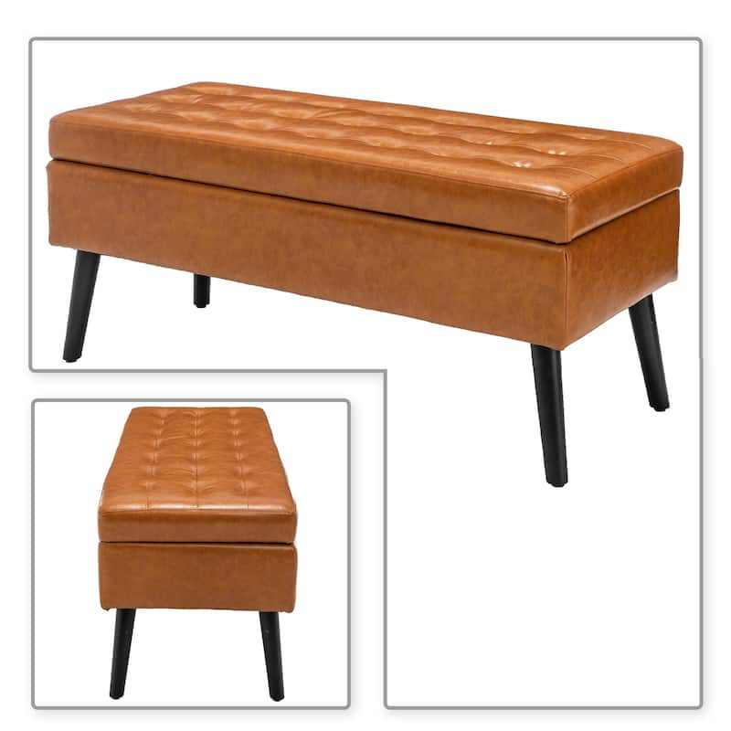 Modern Stylish Upholstered Storage Bench with Flip Top