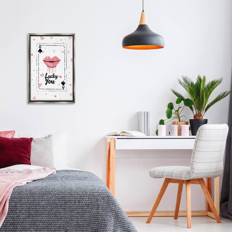 Stupell Lucky You Playing Card Framed Floater Canvas Wall Art Design By LSR Design Studio