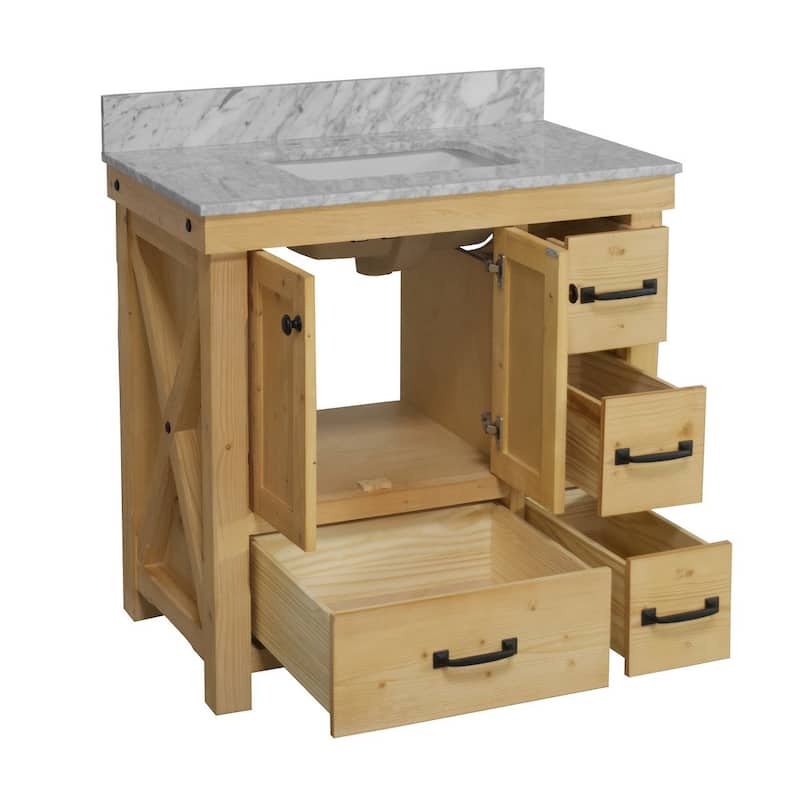 KitchenBathCollection Tuscany 36" Bathroom Vanity with Carrara Marble Top