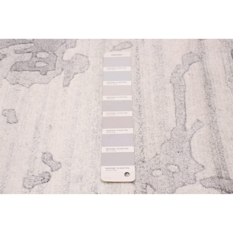ECARPETGALLERY Hand-knotted Alma Grey, White Wool Rug - 2'5 x 9'9