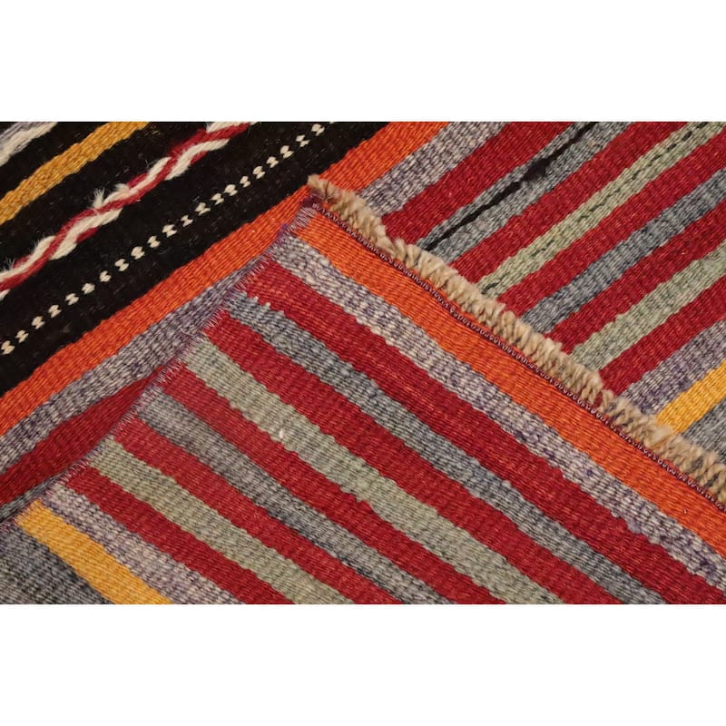 Hand Woven Oriental 100% Wool Carpet Southwestern Tribal Multi-Colored Kilim Area Rug - 8' 5'' X 5' 1''