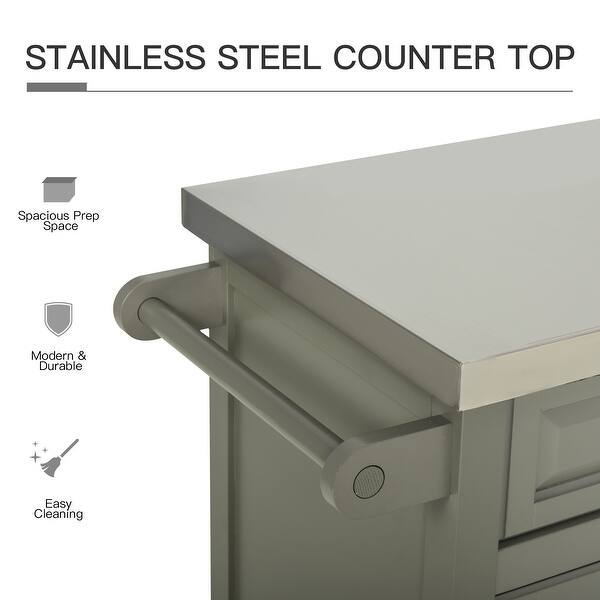 Grey Homcom 51 X 18 X 36 Pine Wood Stainless Steel Portable Multi Storage Rolling Kitchen Island Cart With Wheels Furniture Caygiadep Kitchen Dining Room Furniture