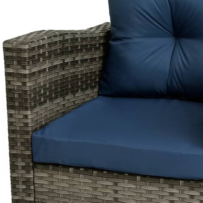 Outdoor Rattan Conversation Swivel Chair Set of 3 with Table
