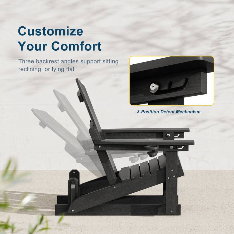 Glider Adirondack Patio Chair, 3-Position Adjust Smooth Motion Chair