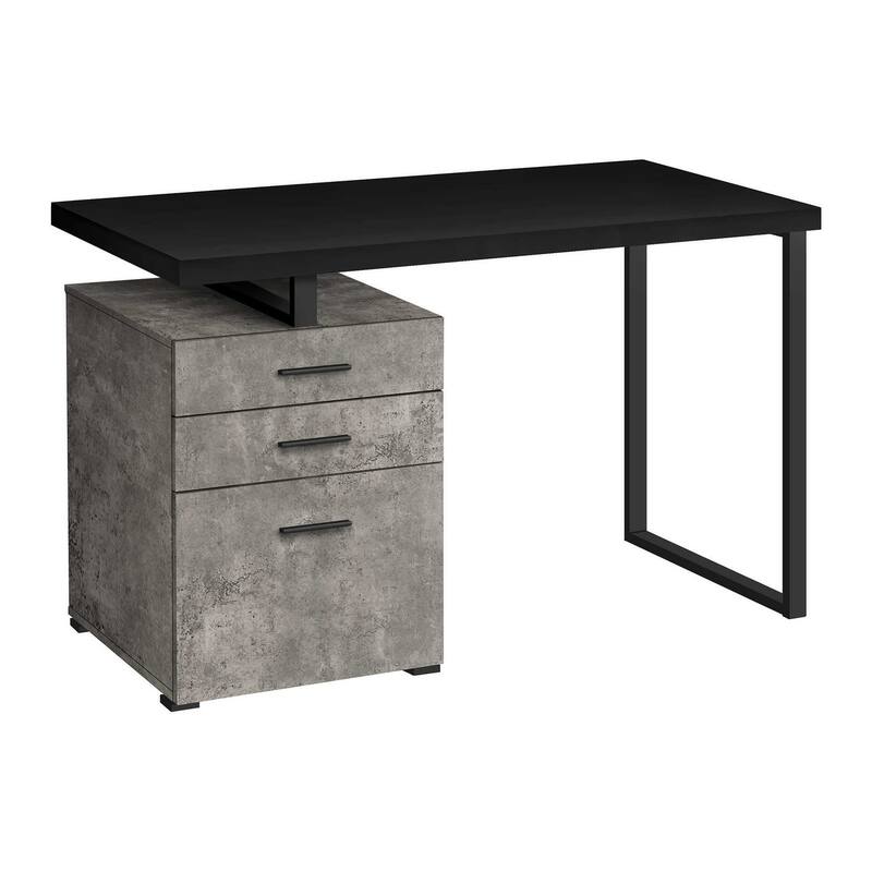 Contemporary Computer Desk with Closed Storage, File Drawer, and Reversible Design for Home or Office Use