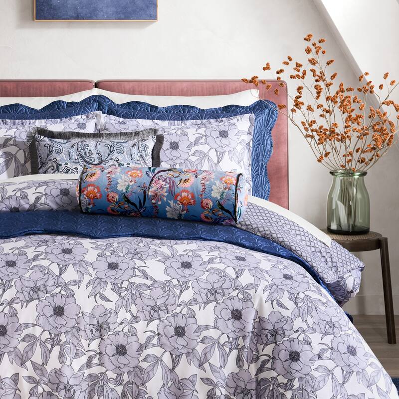 Ted Baker Tropical Birds Printed Velvet Bolster Pillow