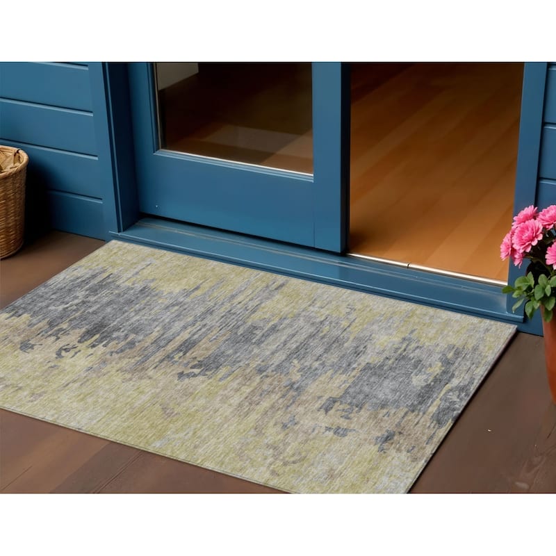 HomeRoots Abstract Transitional Rectangle Outdoor Rug - 3' x 5'