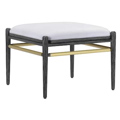 Currey & Company Visby Muslin Black Ottoman