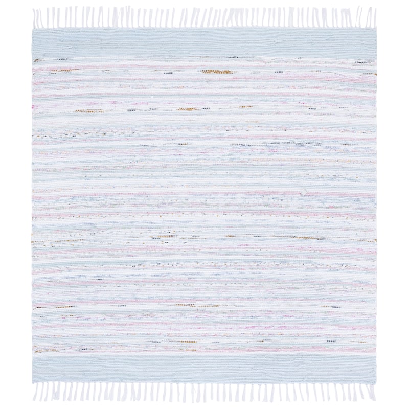 SAFAVIEH Handmade Rag Rug Slavica Cotton Rug - Ivory/Grey - 6' Square