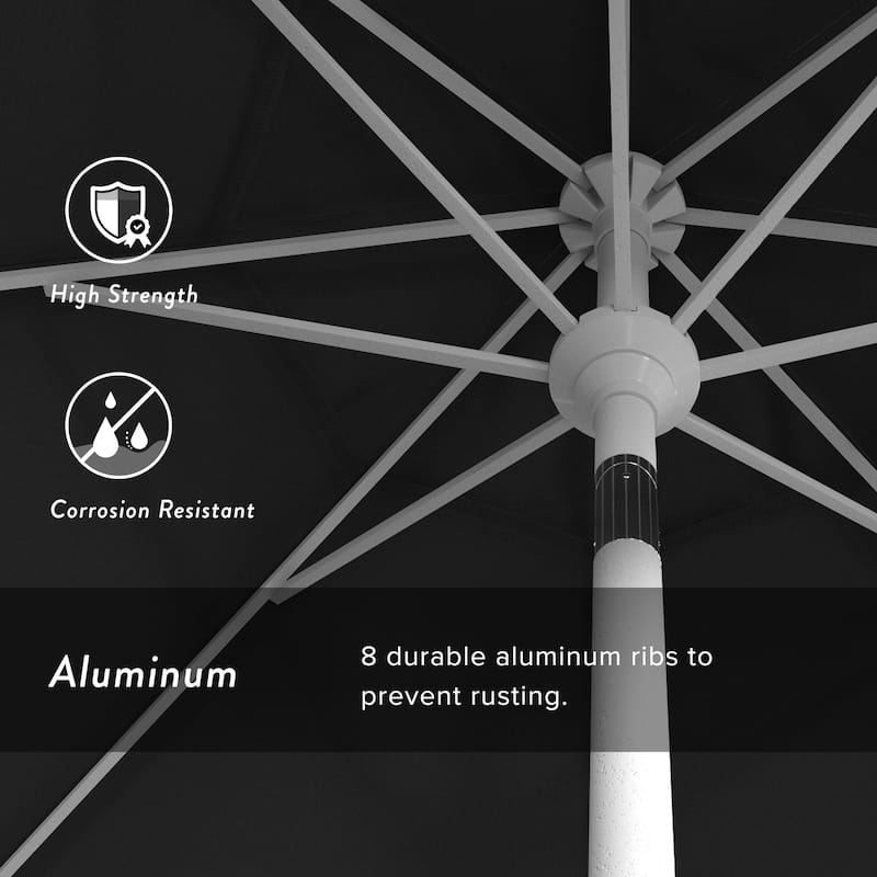 California Umbrella 9' Rd Golden State Series Patio Umbrella White Aluminum Frame Crank Lift Collar Tilt Pacifica Pacific Blue