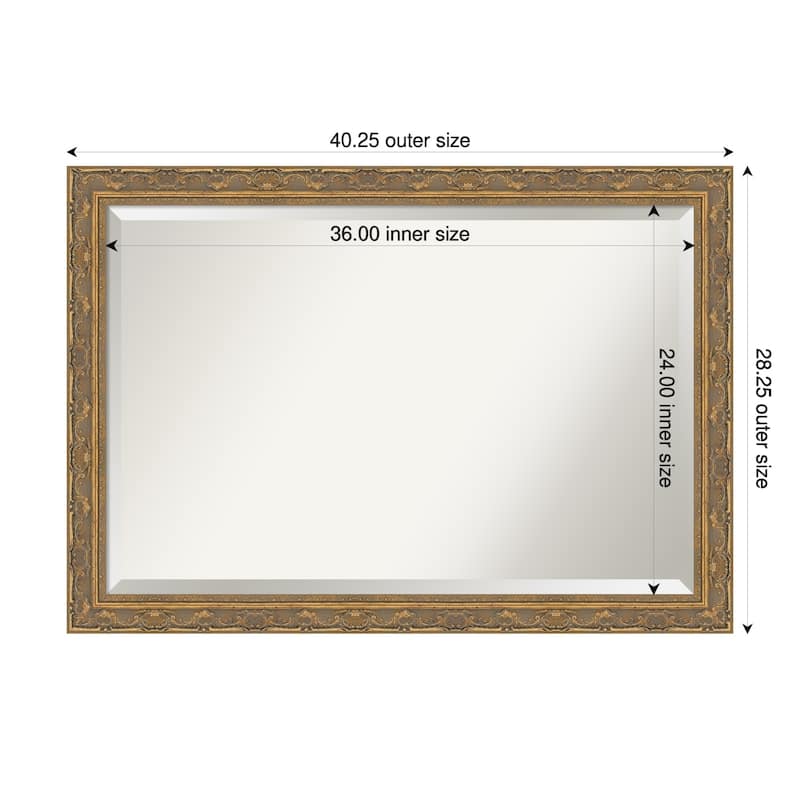 Filigree Beveled Framed Bathroom Vanity Wall Mirror - 40 x 28 in - Filigree Gold