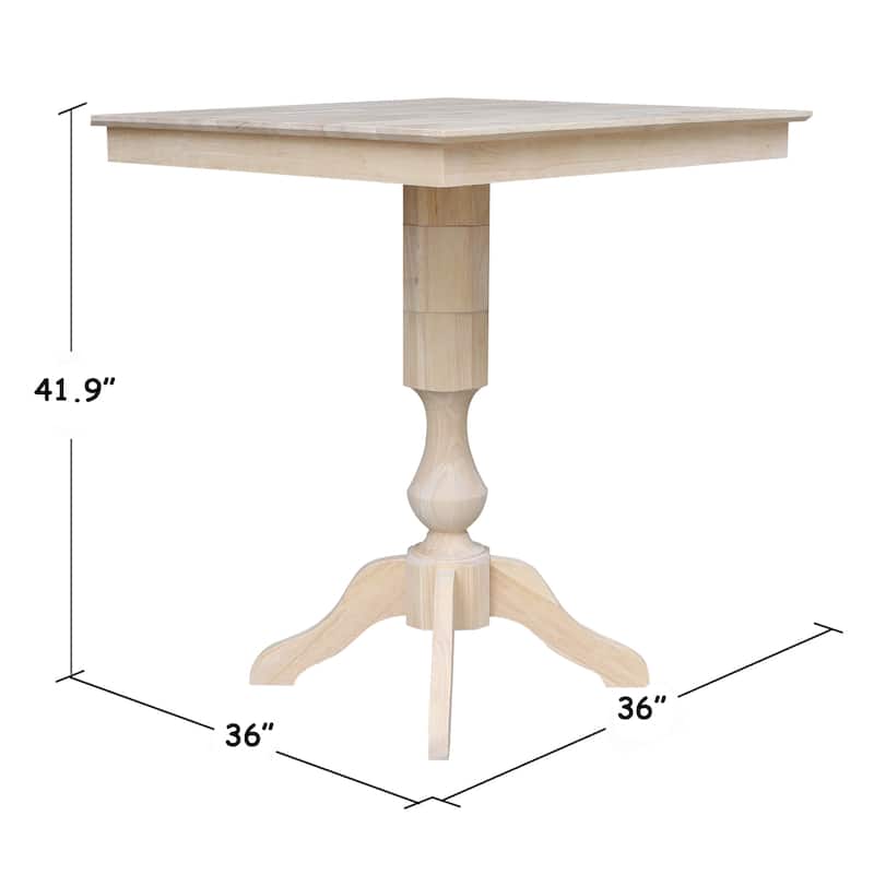 36" x 36" Square Top Pedestal Table - Unfinished