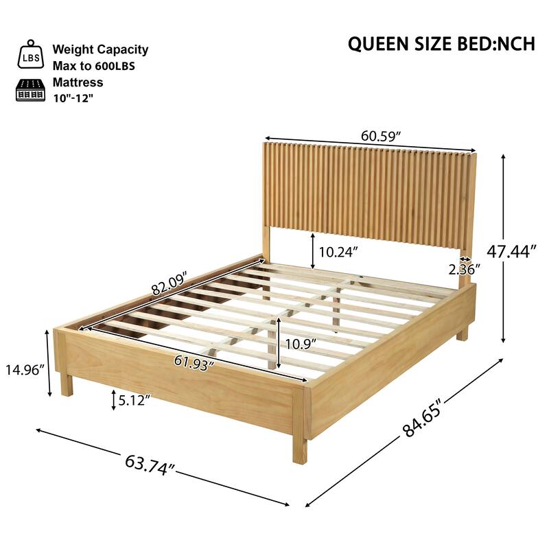 Christopher Knight Home - Adelynn Modern Wood Platform Bed with Vertical Slat Headboard, No Box Spring Needed