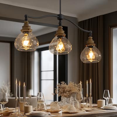 23.6 in. Farmhouse 6-Light Black Lantern Drum Chandelier Hexagon Industrial Chandelier with Metal Frame for Dining Room