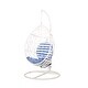 preview thumbnail 1 of 9, Cayuse Outdoor Wicker Hanging Tear Drop Chair by Christopher Knight Home White + Blue