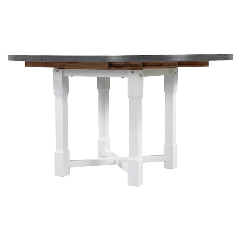 Roomfitters 5-Piece Extendable Round Farmhouse Dining Set with Upholstered Chairs for Kitchen or Dining Room