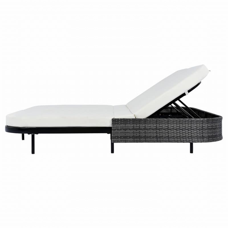 Rattan Outdoor Daybed Double Patio Chaise Lounge with Removable Cushions