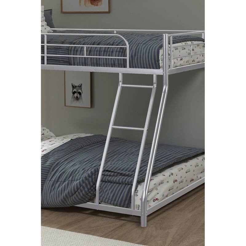 Twin Over Full Metal Bunk Bed Contemporary Style With Angled Ladder