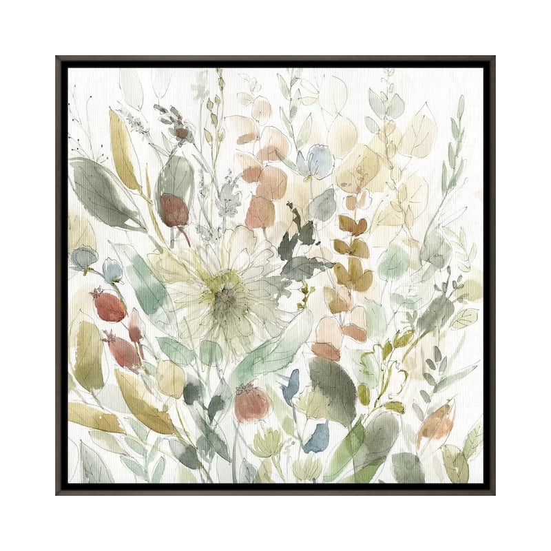 iCanvas "Linen Wildflower Garden" by Carol Robinson Framed - 12x12 - Charcoal