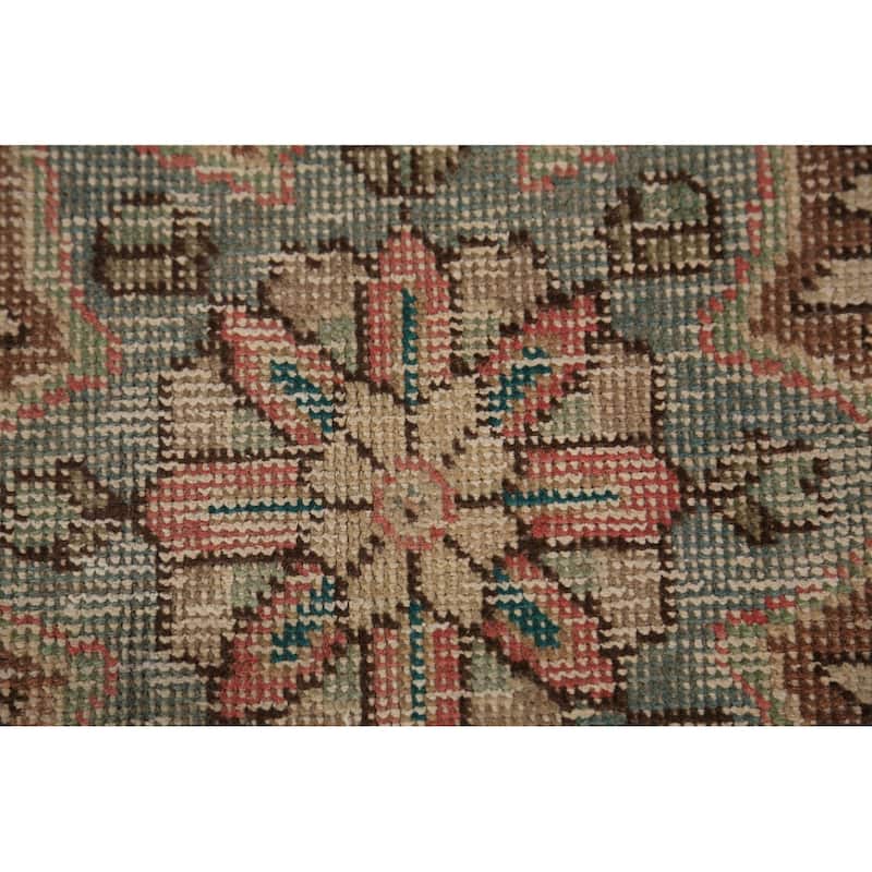 Pink Tabriz Persian Vintage Area Rug Handmade Wool Carpet - 6'3" x 9'5"