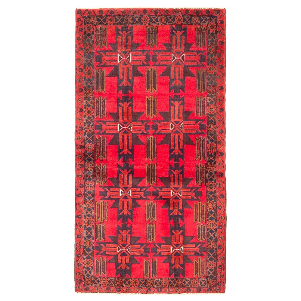 ECARPETGALLERY Hand-knotted Teimani Red Wool Rug - 3'7 x 6'11