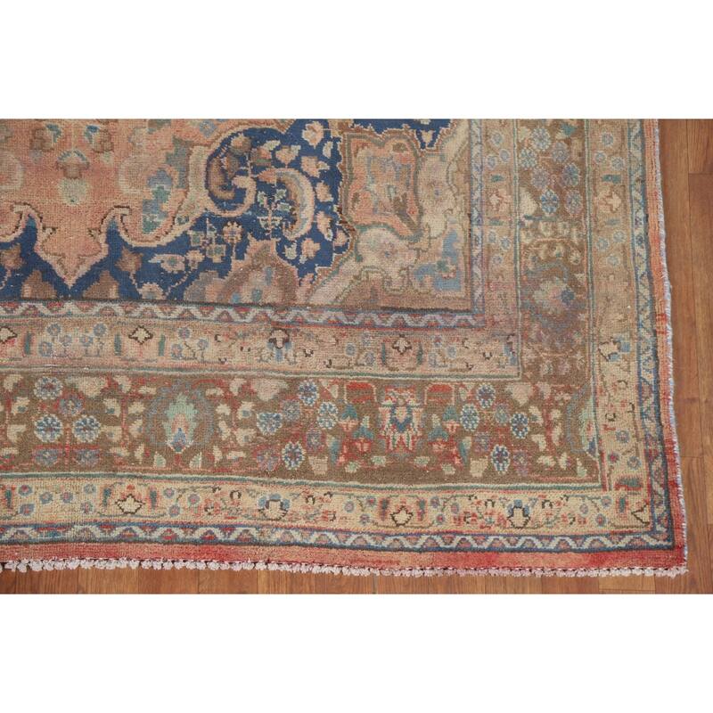 Hand Knotted Oriental 100% Wool Carpet Traditional Medallion Coral Mashad Area Rug - 9' 3'' X 6' 1''