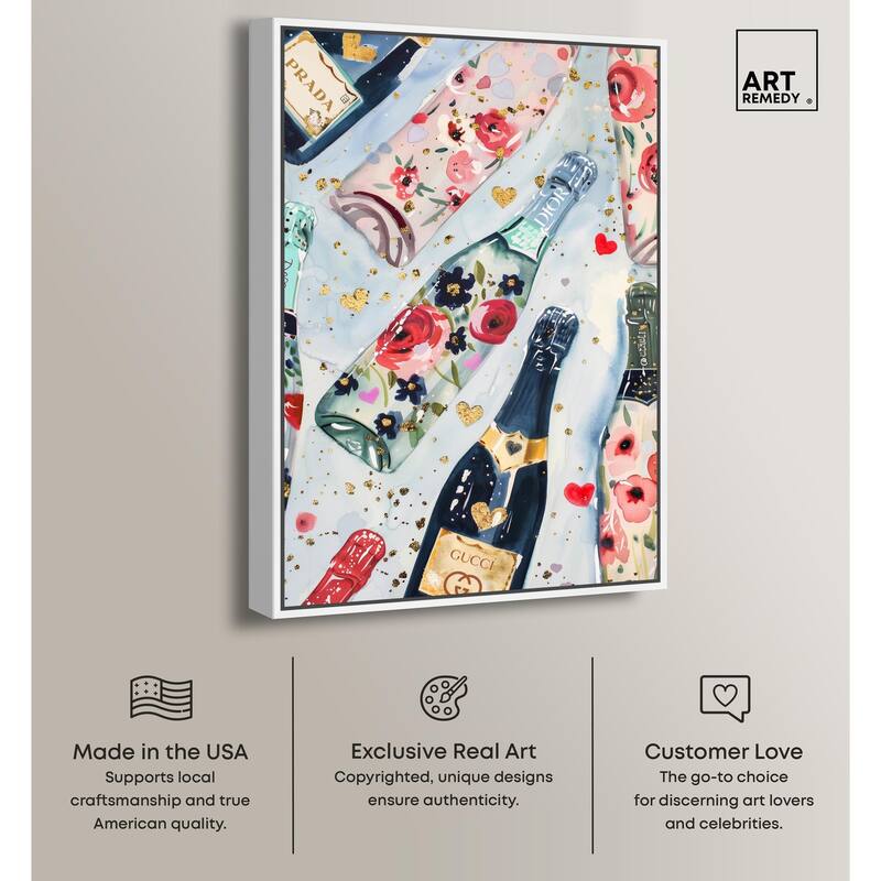 Fun Floral Champagne Canvas by Art Remedy