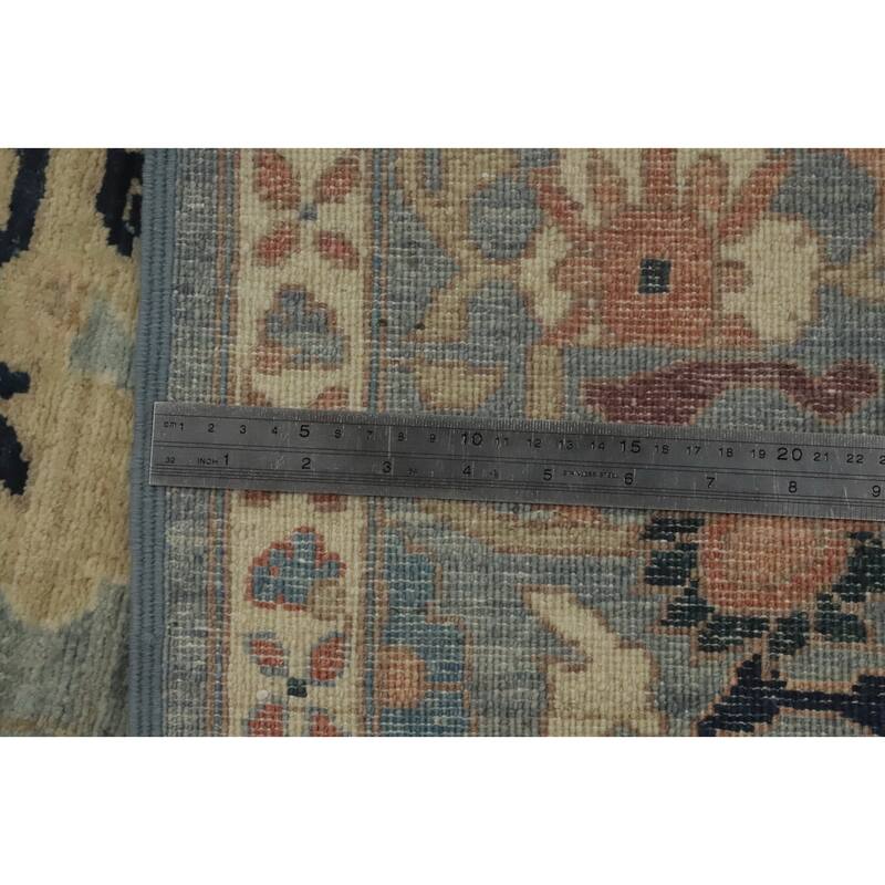 Hand Knotted Traditional Wool Blue Geometric Area Rug - 9' 8'' X 8' 0''