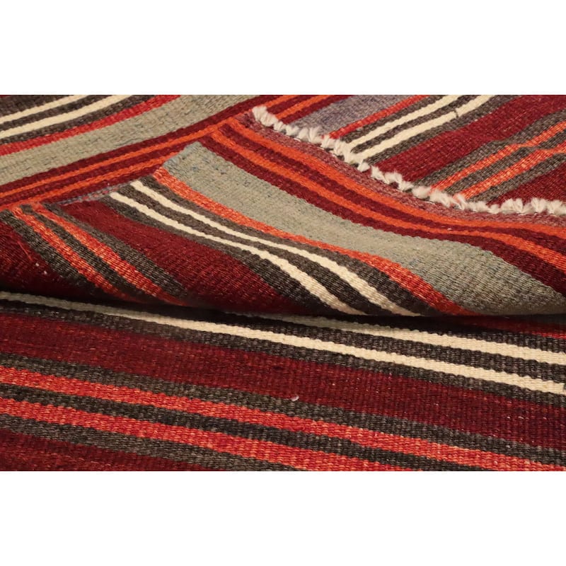 Hand Woven Oriental 100% Wool Carpet Southwestern Geometric Multi-Colored Kilim Area Rug - 10' 4'' X 5' 4''